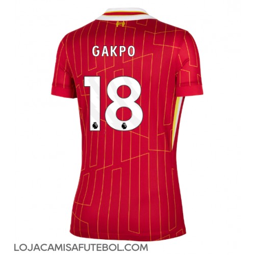 Camisa de Futebol Liverpool Cody Gakpo #18 Equipamento Principal Mulheres 2024-25 Manga Curta